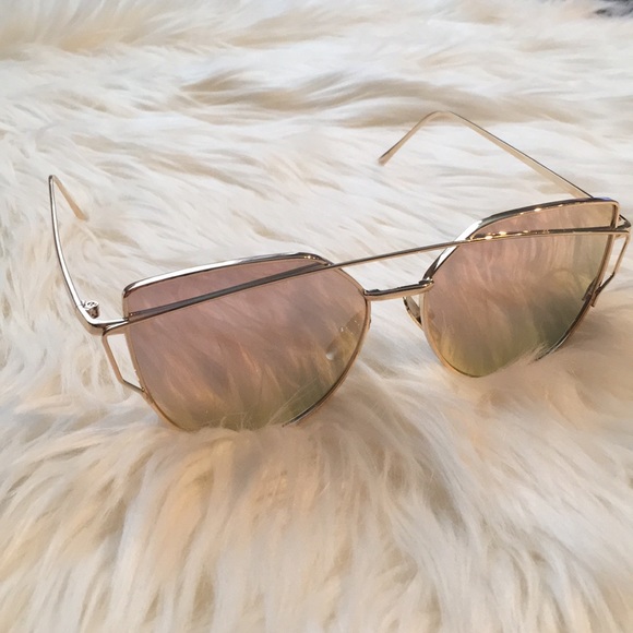 Rose Gold Cat Eye Sunglasses - Picture 6 of 8